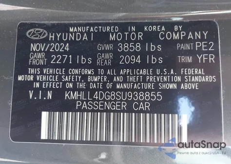2025 Hyundai Elantra Se z USA, uszkodzony, nr VIN KMHLL4DG8SU938855